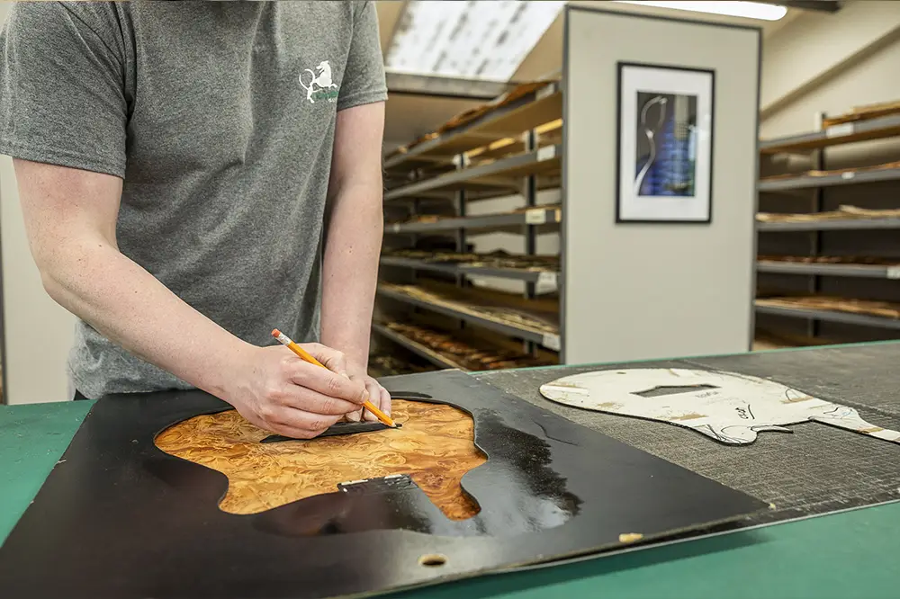 emerald guitars veneer making process